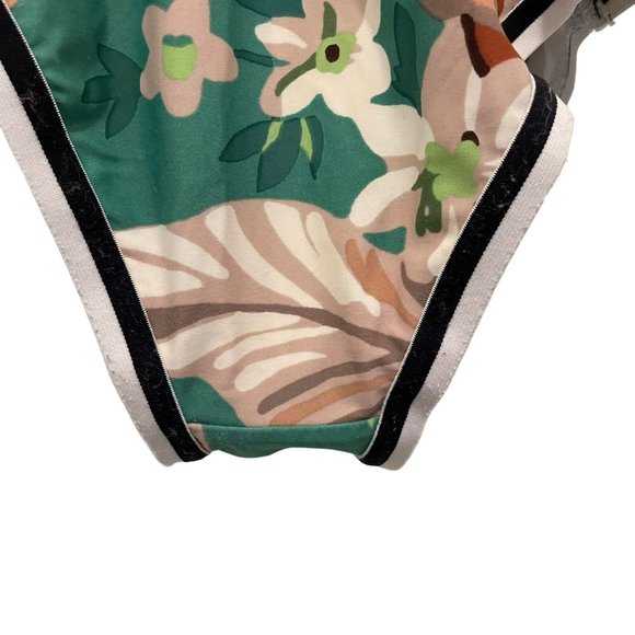 Xhilaration Womens Swimsuit High cut Leg Cross Back One PieceGreen Floral - Picture 2 of 7